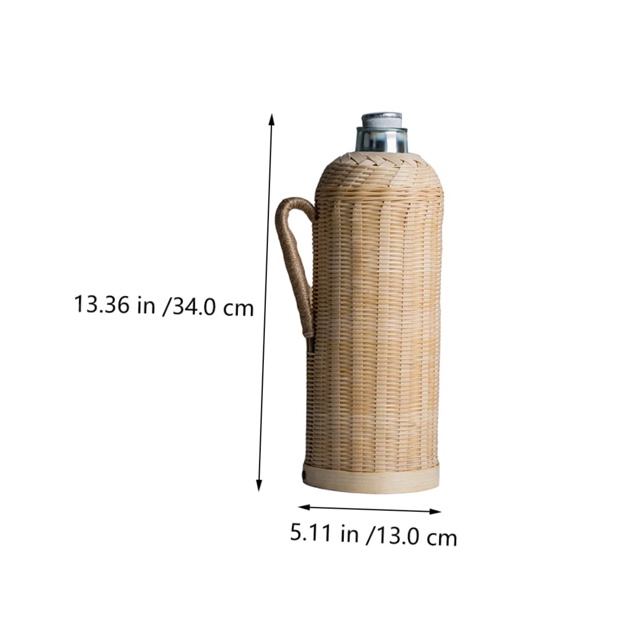 Ciieeo Botella Térmica de Bambú Tejida a Mano, 2l, Vidrio | Estilo Retro, Acabado Fino y Práctico, Uso en Casa u Oficina, Ideal para Aficionados al Té