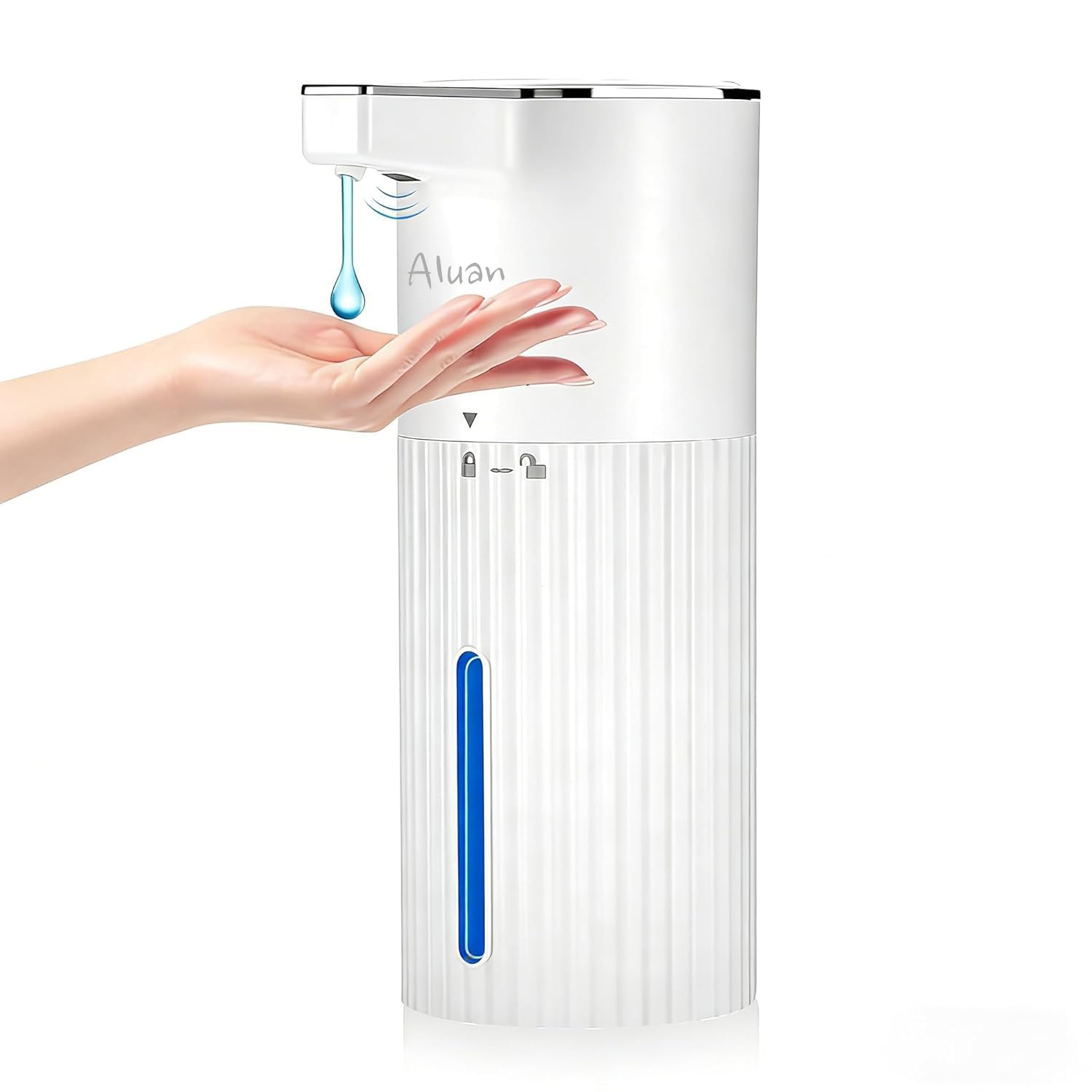Aluan Automatic Soap Dispenser with 4 Levels Adjustable, 400ML Sensor Hand Wash Dispenser Touchless with Auto-Clean, Electric Foaming Handwash Dispenser for Bathroom, Office, Kitchen (White Liquid)-image-7