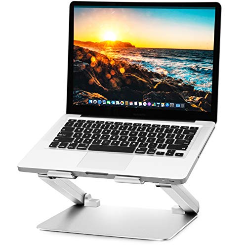 Soundance Laptop Stand Adjustable Riser Compatible with Apple Mac MacBook Pro Air, Ergonomic Aluminum Holder for 10-17.3 Inch Notebook Computer, Multi-Angle Stand with Heat-Vent to Elevate PC, Silver