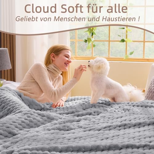 Vielit Kuscheldecke Flauschig 220x240 cm – Ultraweiche Fleecedecke für Couch & Sofa, Warme Wohn- & Kuscheldecke, Leichte Sofadecke, Gemütliche Couchdecke, Atmungsaktiv & Pflegeleicht Decke Grau