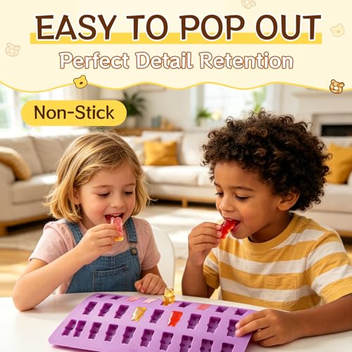 Image of Gummy Molds Gummy Bear Mold - Mini Size Chocolate Candy Molds with 2 Droppers Nonstick Food Grade Silicone Molds Pack of 4