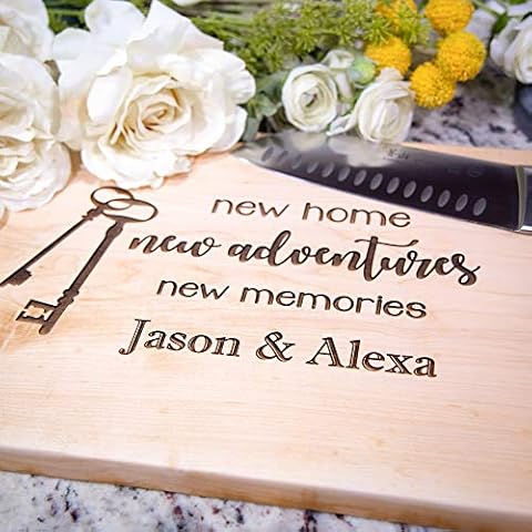 Engraved Personalized Cutting Board - New Home New Adventures New Memories - A Perfect Housewarming gift or Wedding Gift - Custom Home Gift Idea personalized housewarming gifts Cover