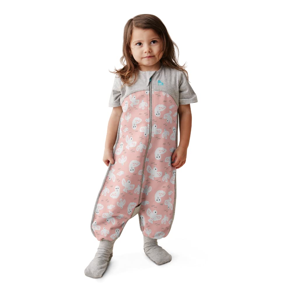 Love To Dream™ Schlafanzug mit Beinen, 6–12 Monate – Rosa | Kurzarm, weiche, leichte tragbare Decke | 1,5 Tog, ganzjährige Nutzung 18–22 °C | Maschinenwaschbares Baumwollfleece