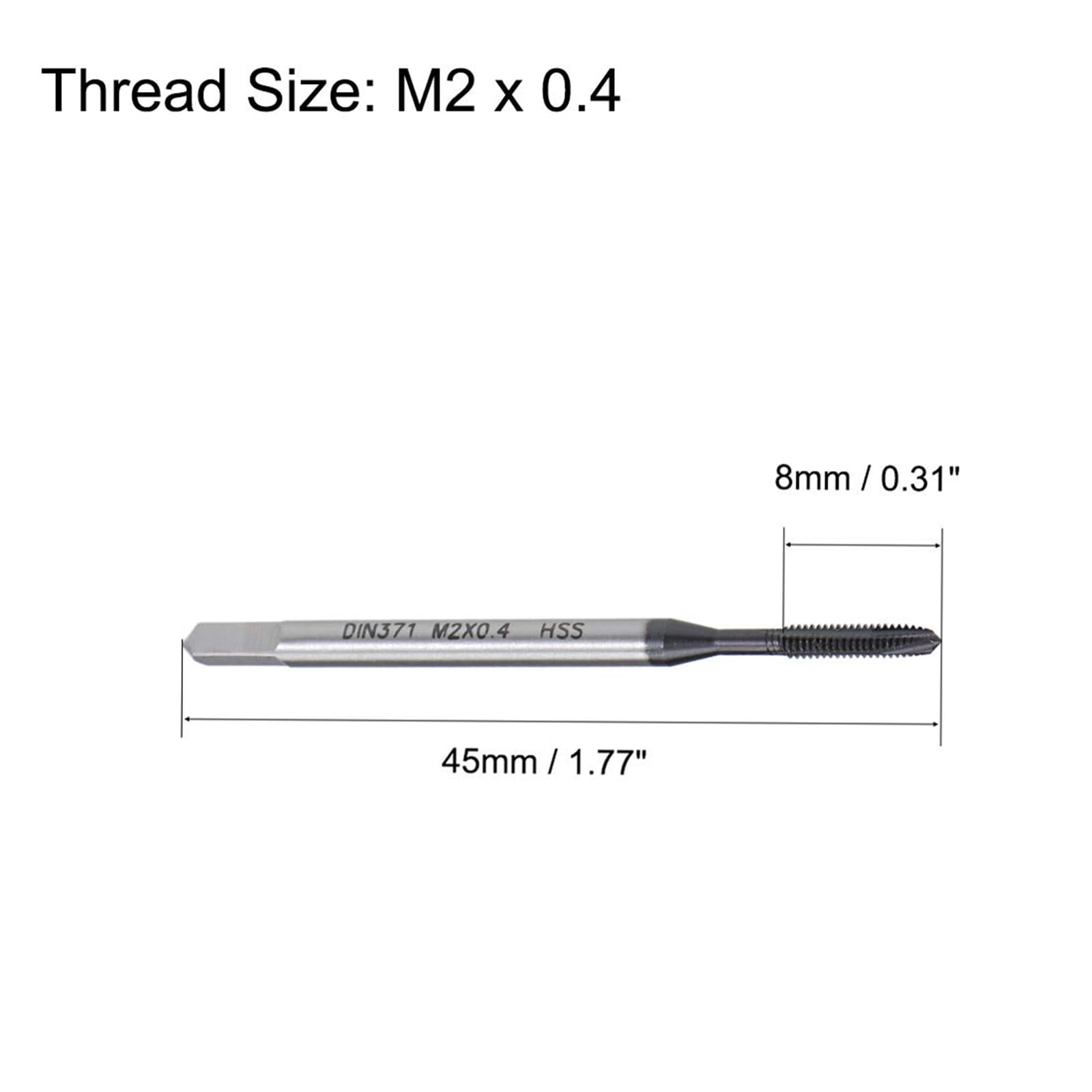 Maschio Filettatura M3x0.5mm Acciaio HSS - Per Fori Ciechi E Materiali Appiccicosi - 2 Pezzi, Tolleranza H2 - Foto 3