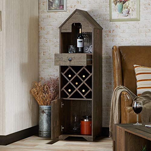 Soporte para botellas de vino oak rústico marrón miniatura 2