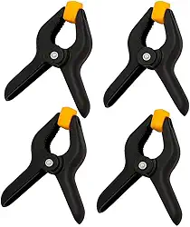 Grampos com Mola 3” Reforçados – Kit com 4 Unidades para Marcenaria, Oficina, Estúdio e Artesanato – Clip de Fixação Resistente com Mandíbula Rotativa e Alta Pressão.