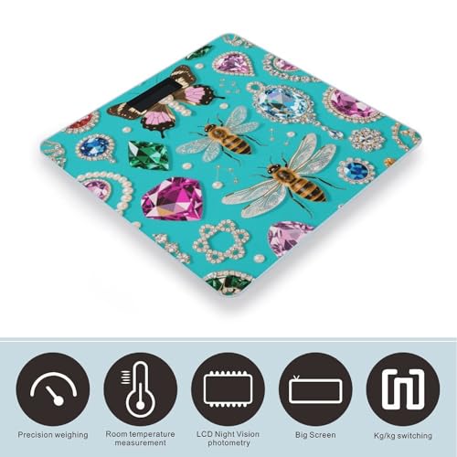 Báscula de baño digital con diseño Jewel Insect y pantalla LED miniatura 3