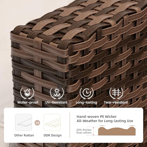 Image of UDPATIO Patio Furniture Set with Fire Pit Table, Rocking Swivel Chairs, 6 Pieces Outdoor Conversation Sets, All-Weather Wicker Outdoor Sectional Sofa with Waterproof Cover, 4'' Thickened Cushion