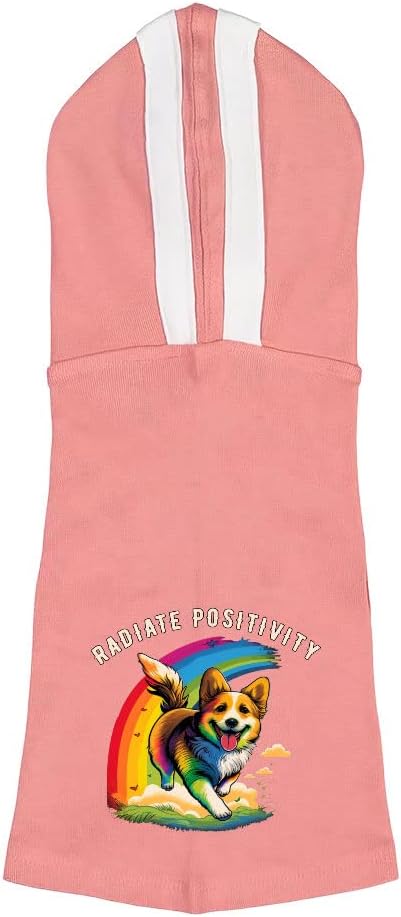 Cute Art Dog Shirt with Hoodie - Colorful Dog Hoodie - Graphic Dog Clothing - Pink White, 2XL