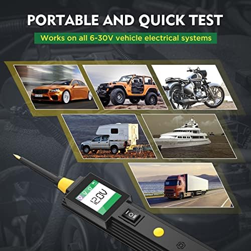 AUTOOl Power Circuit Probe Short Circuit Tester 6V-30V DC Test Light Electrical Tester Self-Test Circuit Tracer & Analyzers with LED Light. Overload Protection.