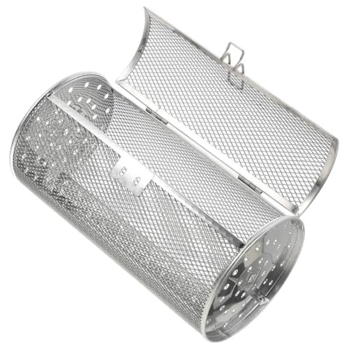 AKOOSY Cesta Parrilla Giratoria de Acero Inoxidable para Horno y Barbacoa Diseño Rotación Uniforme Puerta Móvil y Cierre Seguro para Asados
