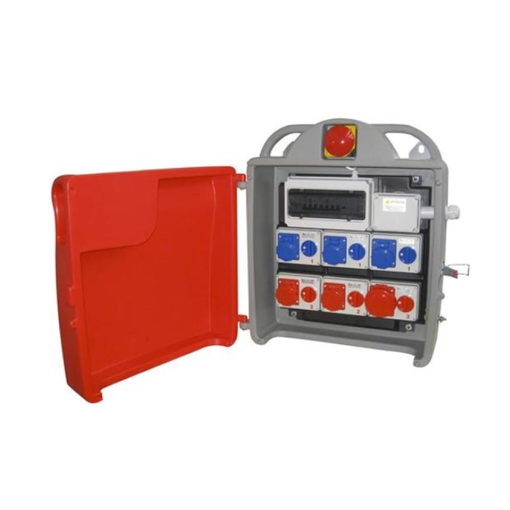 Quadro ASC da cantiere, 35KW, IP55, 4 prese 16A 3P IP67 230V, 2 prese 16A 4P IP67 400V, 1 presa 16A 5P IP67 400V e 1 32A 5P IP67 400V - Rosi 3118E