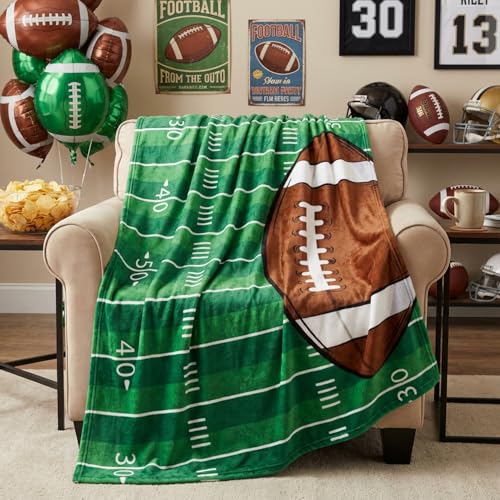 Horaldaily Football Flannel Blanket Throw Sports Theme Football Touchdown Soft Fuzzy Plush Cozy Fleece Blankets for Couch Sofa Bed Lounging Ideal Gifts for Kids Adults Self 50x60