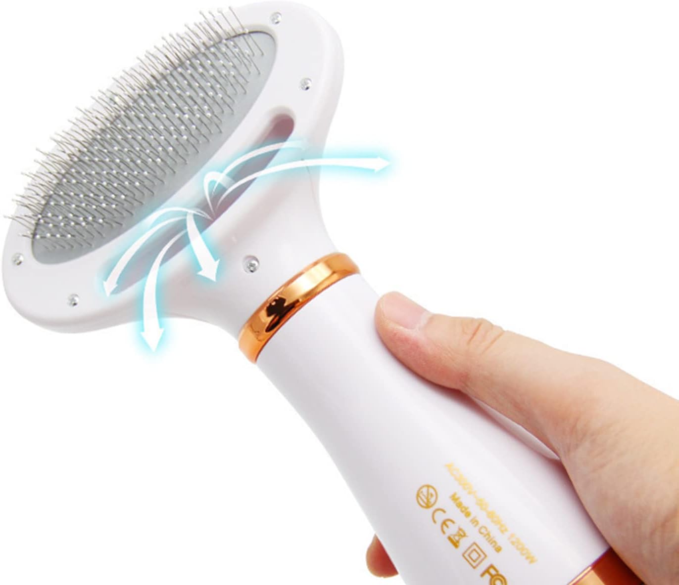 2 in 1 Dog Hair Dryer Brush, Pet Grooming Hair Dryer with One-Button Hair Removal, Portable Dog Blower 3 Heat Settings Home for Small Medium Dogs Cats