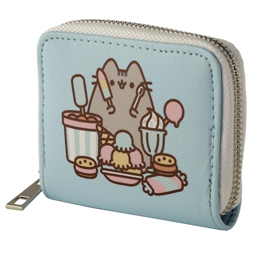 Pusheen Foodie Cat Zip Around Small Wallet Purse - Ladies Women's Womens Slim Purses Wallets Wallet for Women - Coin Pouch Purse Men - Card Holder with Zip - Small Cash Wallet Bag Bags UK,4
