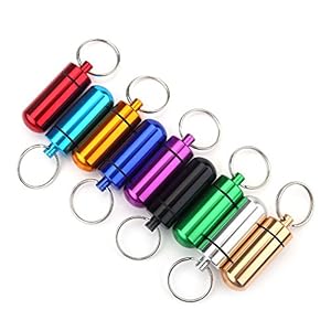 9Pcs Mini Sleutelhanger Pil Houder, Aluminium Pil Rganizer Case Fles Drug Geneeskunde Tablet Capsules Houder Met…