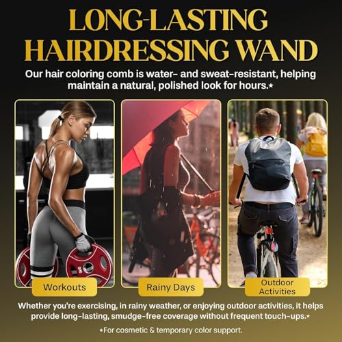 Image of FEORA Hair Colour Comb Waterproof Grey Hair Coverage Touch up Stick Hair Dye Comb Instant Hair Colour Hair Color Black White Hair Coverage Touch Up Stick Brush Pen BLACK