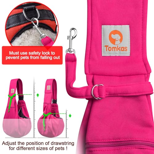 TOMKAS Dog Sling Carrier for Small Dogs Puppy Carrier for Small Dogs (Rose red, Adjustable Strap for 3-10 lbs & Zipper Pocket) - Image 6
