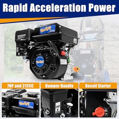 TOOLCY 212CC 7HP Gas Engine, 4 Stroke OHV Engine with Oil Sensor, Horizontal 3/4" Shaft, Replacement Gas Motor for Power Washer Pressure Washers, Easy Recoil/Electric Start - Image 6