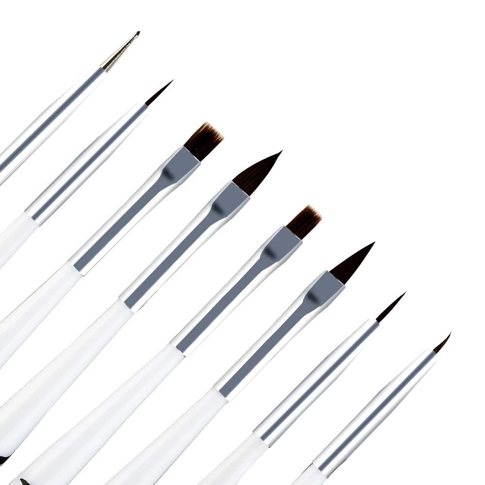 Juego de 8 Pinceles para manicura y Gel, Pinceles acrílicos para uñas, Herramientas para esmaltes de Gel NKit.,