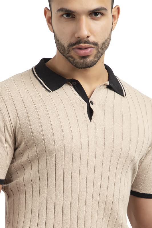 Image of Armisto Men's 100% Cotton Fancy Party Polo T-Shirt /Neutral Colour