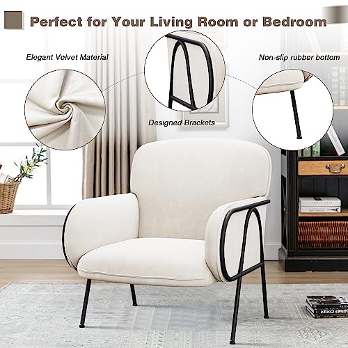 Sillón Plegable Terciopelo Beige miniatura 3