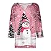 Christmas Tops for Women 2025 Button Henley V-Neck Snowflake Printing Blouse Fall Fashion 3/4 Sleeve Festival T-Shirts Funny Christmas Shirts for Couples Merry Christmas Sweatshirt Women