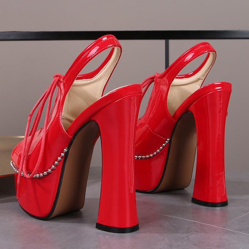 Unisex Men's Women's Chunky Block High Heel Peep Open Toe Platform Sandals Ankle Strap Buckle4