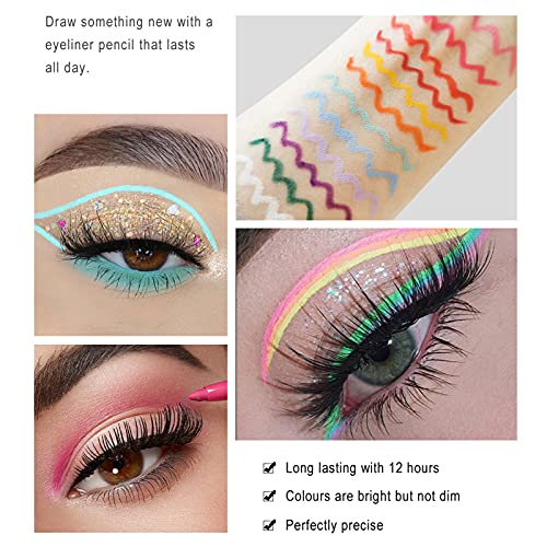 Bonnie Choice Colored Eyeliner Pencils Set 20 Colors Matte Eye Liner Pencils Colorful Eyeliner Set,Long Lasting Waterproof Color Eyeliner Retractable Eye Makeup Liners And Shadow Pencil Makeup Gift For Women #TOP4