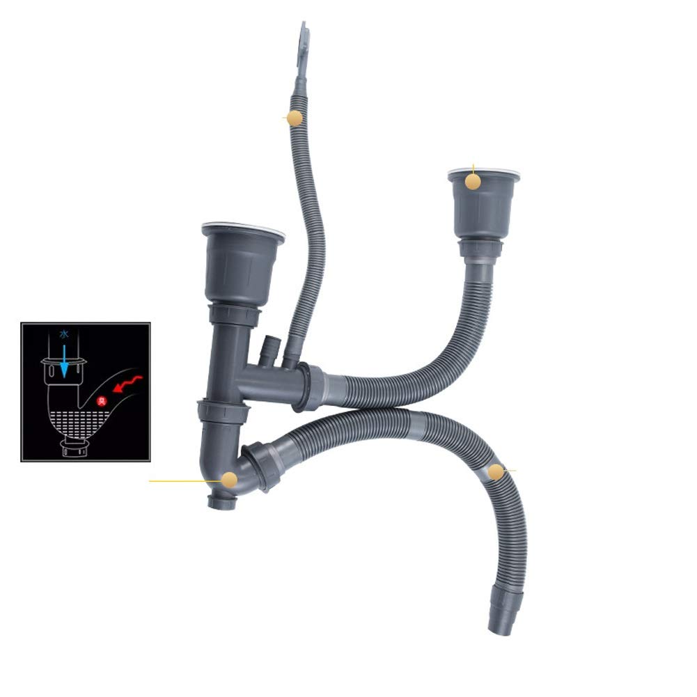 Grifo de Fregadero Individual para Cocina con Cesta escurridora de Platos, Kit Completo de fontanería, desagüe, instalación empotrada (Tamaño: 620x430x200 mm)