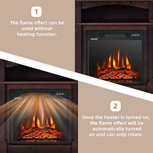 Costway 32-Inch Electric Fireplace With Mantel, Adjustable Freestanding Heater With Remote Control, Shelf, 3D Flame Brightness, Mantel Fireplace For Living Room, 1400W (Brown) #TOP6
