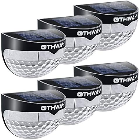OTHWAY Solar Fence Post Lights Wall Mount Decorative Deck Lighting (Black, 6 Packs) Cover