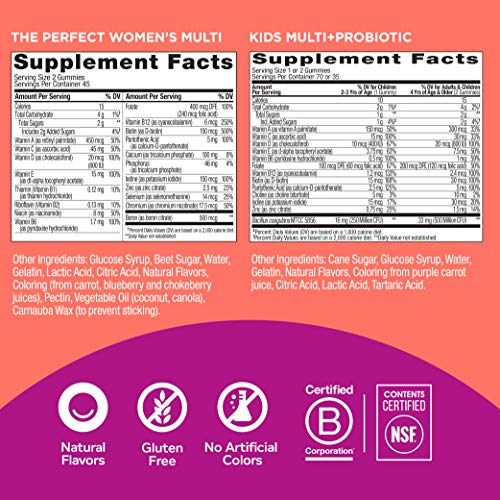 Olly The Perfect Women's Multi And Kid's Multi +Probiotic Family Pack Gummies, 2 Count, Chewable Supplement #TOP1