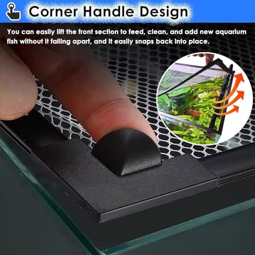 Aquarium Anti-Jump Net Cover Mesh with Ventilation Hood, Magnetic Top Lid for Fish Tanks, Custom Size (L55.1 x W23.6) - Perfect Protective Screen for Terrariums