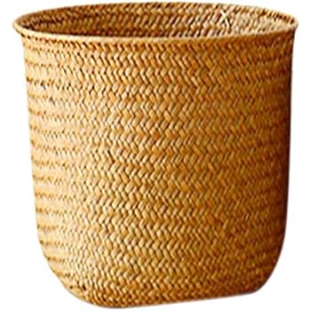 Cesta Tejida De Algas Naturales con Asas para Almacenamiento