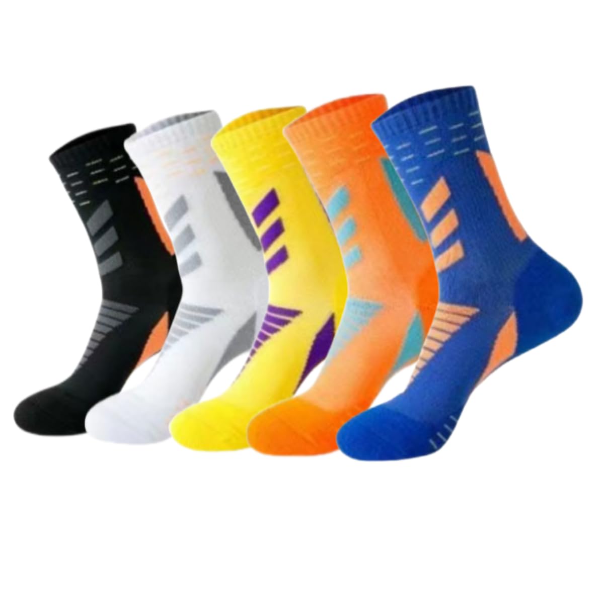 TOBSD 5-Pack Men Crew Full Cushion Athletic Running Socks with Breathable Arch Support Mid-Calf Casual Socks for Male