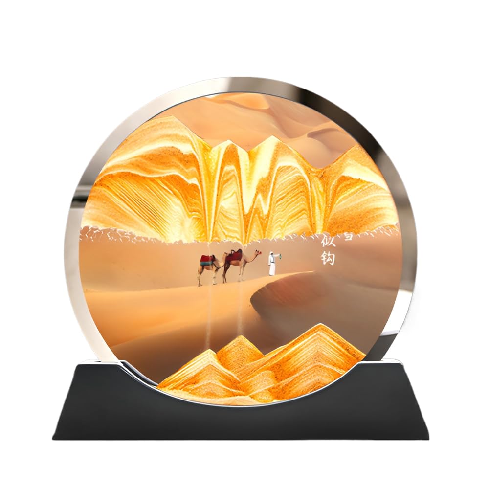 Syfunlv 3D Double-Sided Flowing Sand Painting Animated Desktop Ornament for Home, Office, Gifts, Decorations, Stress Relief Creative Ornament (Type C,3D Sand Painting)