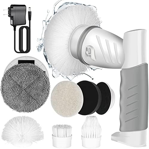 LEKISHE Electric Spin Scrubber Cleaning Brush with 6 Replaceable Brush Heads Portable Handheld Scrubber for Bathroom, Kitchen, Wall, Dish, Tile, Tub, Floor