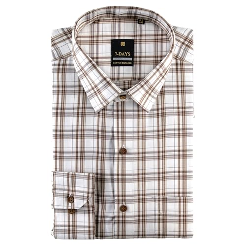 Image of 7-DAYS Men's Premium Checks Formal Shirt - Cotton Rich, Regular Fit, Full Sleeve, with Pocket, Wrinkle Resistant - Stylish Office & Everyday Wear.