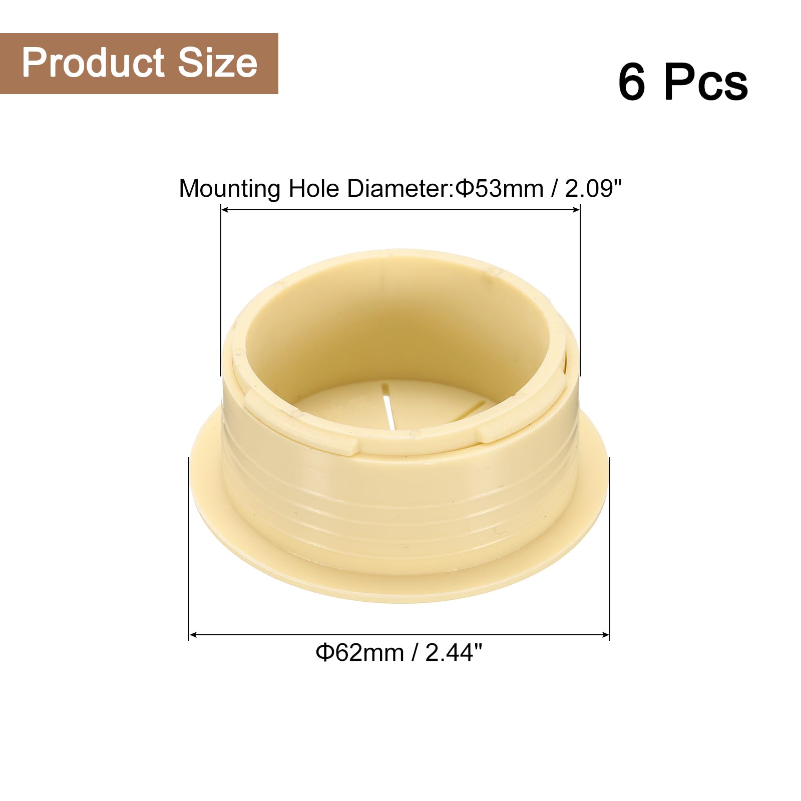 uxcell 6 Pcs Desk Grommet, 2.09 inch 53mm Desk Cable Hole Cover Wire Hole Insert for Home Office Table Cabinet Cord Organizer, Beige