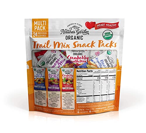 Nature's Garden Organic Trail Mix Snack Packs – Trail Mix Variety, Energy Boost, Heart Healthy, Omega-3 Rich, Cranberries, Pumpkin Seeds, Trail Mix Individual Packs, Family-Size – 28.8 Oz Bag (72 Individual Servings) #TOP1