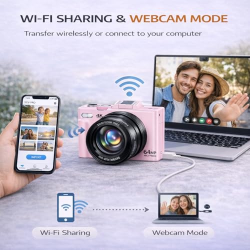 Cámara Digital 4K 64MP Kit con Tripié Flexible y Micro SD miniatura 7