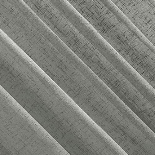 Archaeo Burlap Weave Linen Blend Tab Top Curtain, 50" x 84", Sterling Gray3