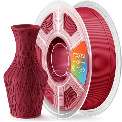 Image of PLA+ Matte Filament 1.75mm, Soft Matte Finish, Reduced Layer Lines, 1KG (2.2lbs) 3D Printer PLA Filament, Dimensional Accuracy + /- 0.02 mm, Burgundy Red