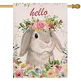 Furiaz Home Decorative Hello Easter Bunny House Flag, Spring Rabbit Garden Yard Outdoor Decoration R