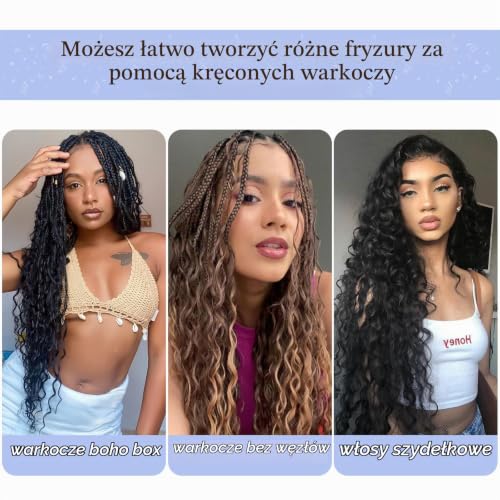 MLETULIPS Przedłużki do włosów Ocean Wave Crochet Hair Deep Wave Braiding Crochet Hair Soft Synthetic Curly Braiding Crochet Hair for Black Women (P33/27#, 45,72 cm (zestaw 3 sztuk))