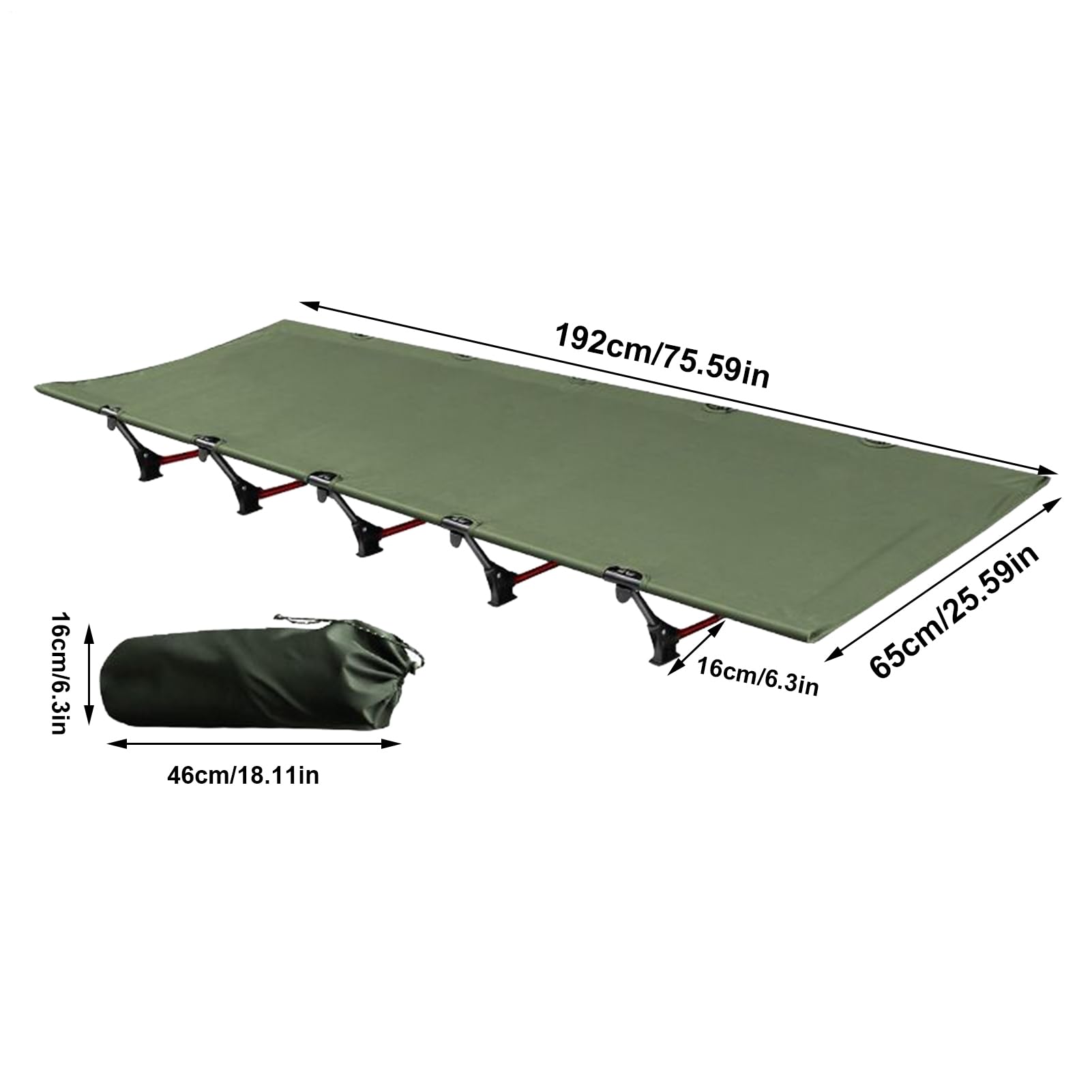 Campingbett Tragfähige | Faltbares Schlafbett Für Kompakte Und Platzsparende Campingausstattung Für Camping, , Wandern, Outdoor, Trekking, Wandern,