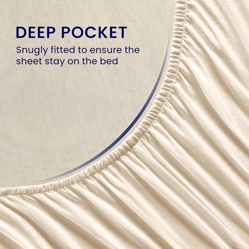 Image of SLEEP ZONE 3 Pieces Sheet & Pillowcase Sets, Luxury Embossed Sheets Set for Kids, Deep Pocket 16 inch,Super Soft, Wrinkle Free, Fade Resistant, Easy Care (Beige-Four Leaf Clove, Twin)