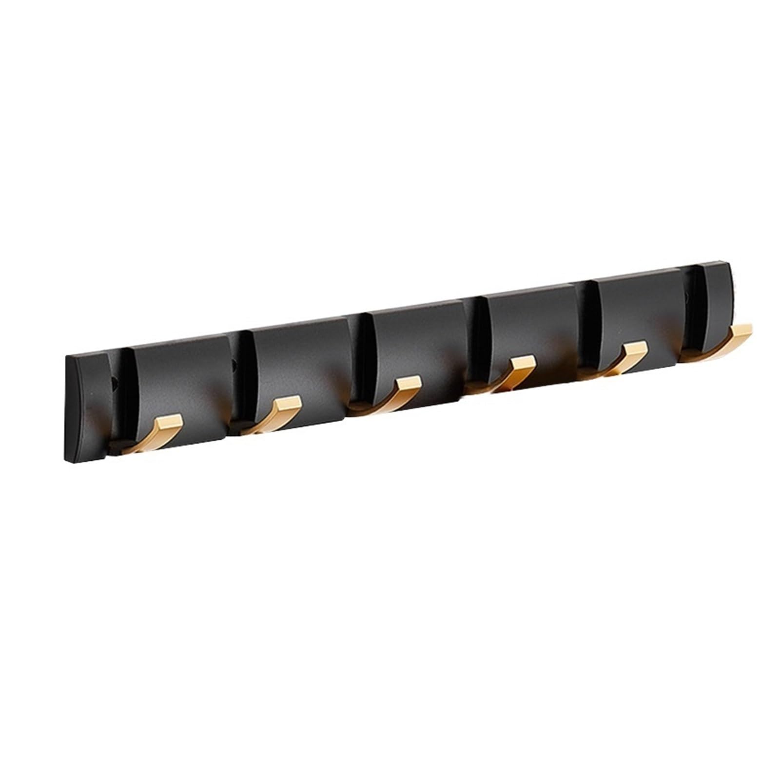 DVMSIEF Coat Hooks Folding Robe Hooks Golden Towel Hanger Nail Installation Wall Rack Coat Clothes Holder for Bathroom Kitchen(Black Gold 6hooks)