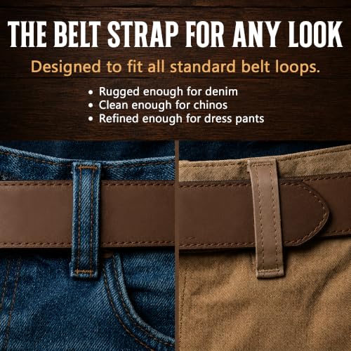 Image of BC Belts Leather Belt Strap with Vintage Distressed Texture 1.5 inch Wide with Snaps and without Buckle